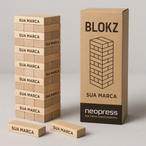 Blokz – Torre de Habilidade em MDF com Embalagem Personalizada (54 Peças) MDF 15mm  Peças 1 Cor | Embalagem 4 cores   Caixa Personalizada