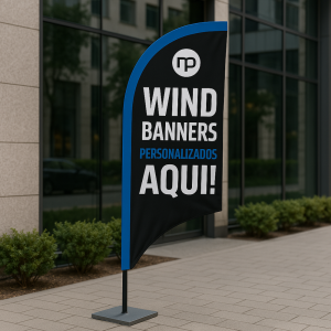 Wind Banner Completo (P) Tecido Wind Pro Com Proteção UV 2,05x0,60m Dupla-Face | Impressão Ultra-HD Impressão Sublimática Costura Reforçada Haste em Aço Reforçado (Desmontável)